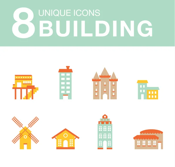 Uppsättning ikoner av hus. — Stock vektor