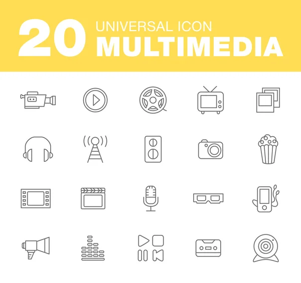 Conjunto de iconos multimedia o multimedia — Archivo Imágenes Vectoriales