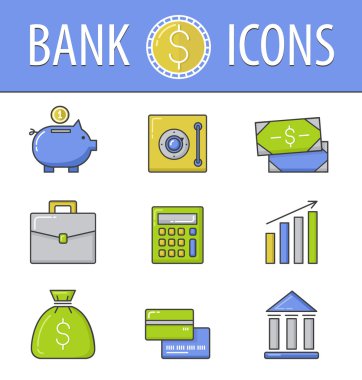 Simgeler bankacılık ayarlayın. Vektör