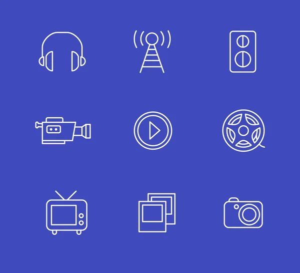 Ensemble d'icônes multimédia ou média — Image vectorielle