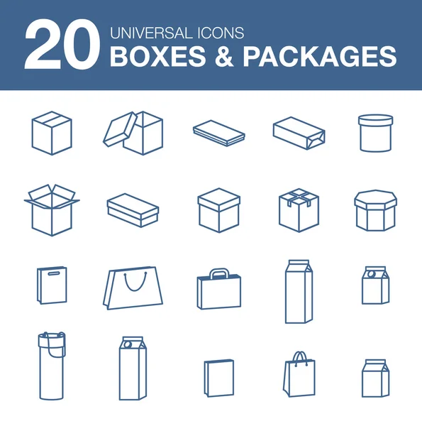 Icons boxes and Packaging simple linear style Stock Vector Image by