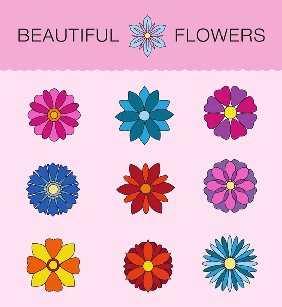 Flor vector conjunto — Vector de stock