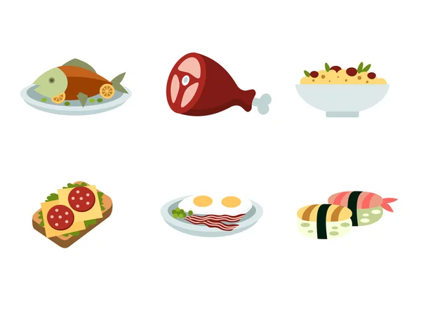 Set of traditional food icons. — Stock Vector