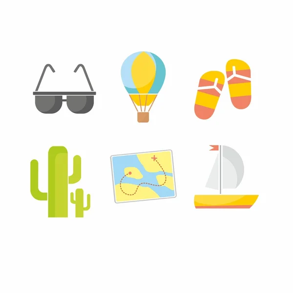 Iconos vectoriales de verano. Tendencia de diseño plano . — Vector de stock