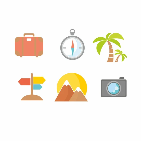 Vector summer icons. Flat design trend. — Stock Vector