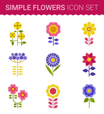 çiçek tasarım vektör. Çiçek simge kümesi