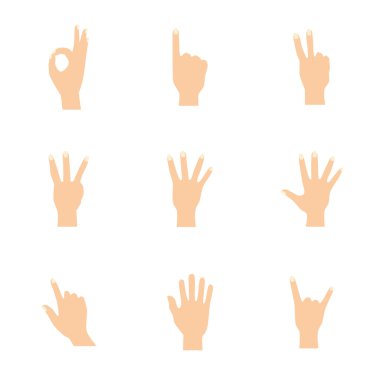 Vector illustrations set of woman hands in various gestures. clipart