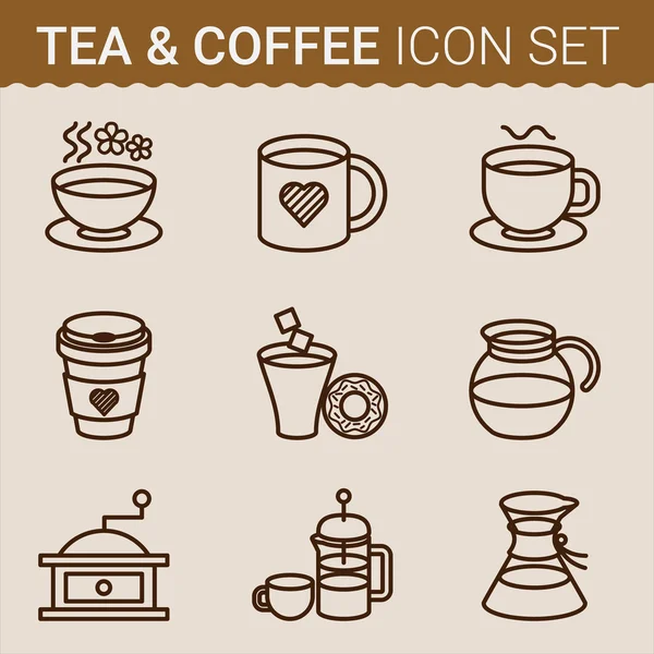 Conjunto de iconos de café. Ilustración vectorial — Vector de stock