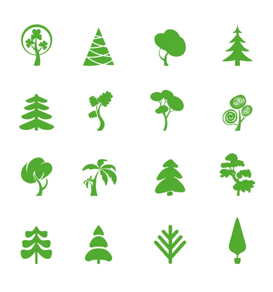 Green leaf icons set. Nature ecology image. — Stock Vector