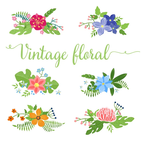 Desenho vetorial de flores. Conjunto de ícone floral — Vetor de Stock