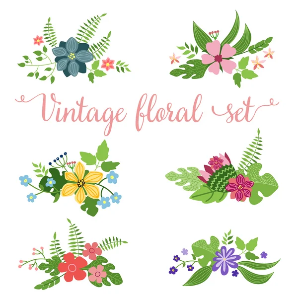 Desenho vetorial de flores. Conjunto de ícone floral — Vetor de Stock