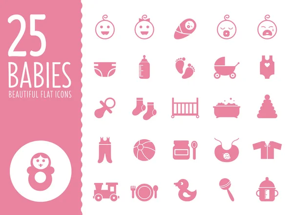 Conjunto de ícones de bebê, vetor —  Vetores de Stock