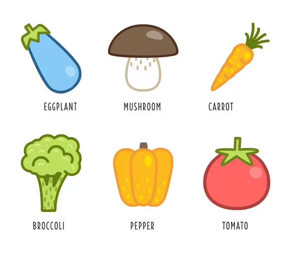 Légumes et fruits caricaturaux — Image vectorielle