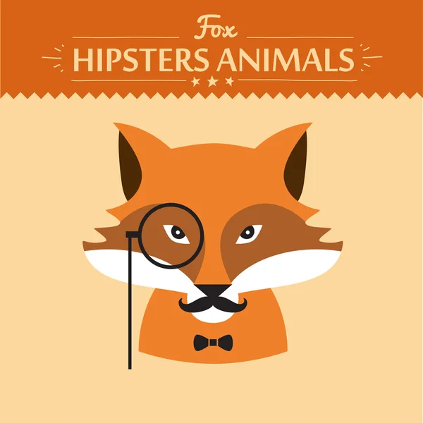 Hippi moda hayvan klasik hipster elemanları ile. Fox. — Stok Vektör