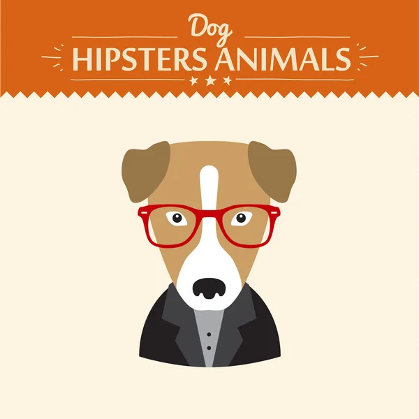 Eléments de caractère Hipster pour chien chiot nerd avec aspect visage personnalisable et illustration vectorielle de vêtements — Image vectorielle