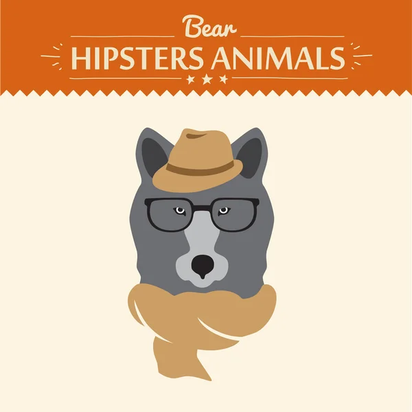 Ilustração vetorial de urso hipster em suéter e óculos —  Vetores de Stock