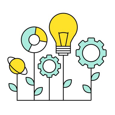 Düz çizgi simgesini dijital pazarlama, fikirler, video reklam, sosyal medya kampanyası, bülten tanıtım, Web sitesi seo optimizasyonu için arama. Düz tasarım modern vektör