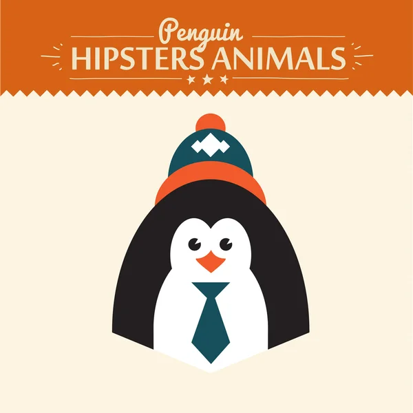 Hipster penguin vector illustration — Stock Vector