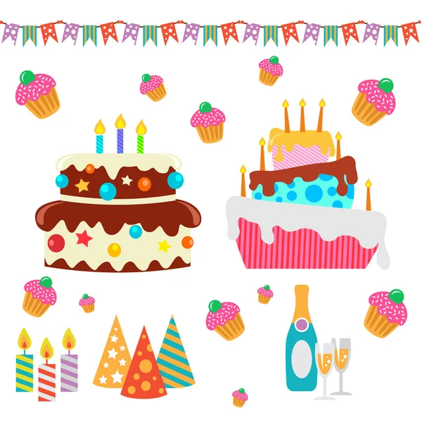 Retro Birthday Celebration Design Elements - for Scrapbook, Invitation in vector — Stock Vector