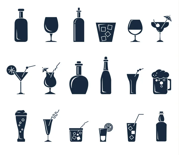 Set of black flat icons about beverage — Stock Vector