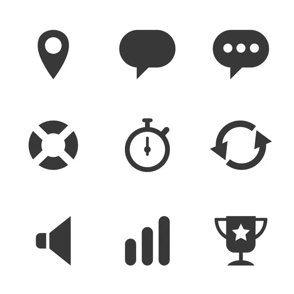 Packs icons Interfaz de usuario para dispositivos móviles y aplicaciones web. Blanco y negro — Vector de stock