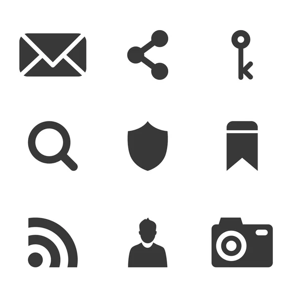 Packs icons Interfaz de usuario para dispositivos móviles y aplicaciones web. Blanco y negro — Vector de stock