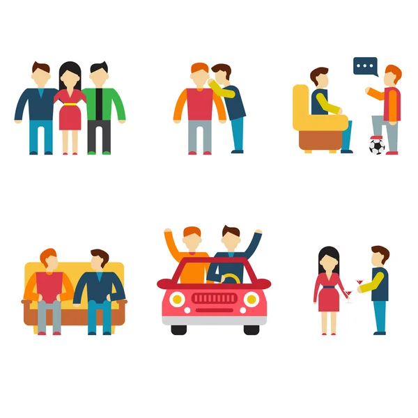 Friends and friendly relationship icons — Stock Vector