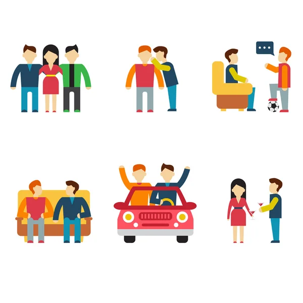 Amigos e iconos de relaciones amistosas — Vector de stock