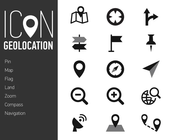 Mapa lokalizacji ikon z białym tłem i ikony — Wektor stockowy