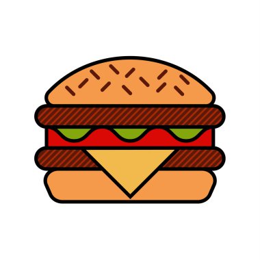 Et, marul, peynir ve domates ile hamburger simgesi