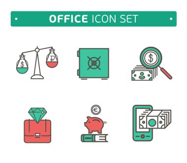 basit ince iş ve Finans simgeler vektör toplama.