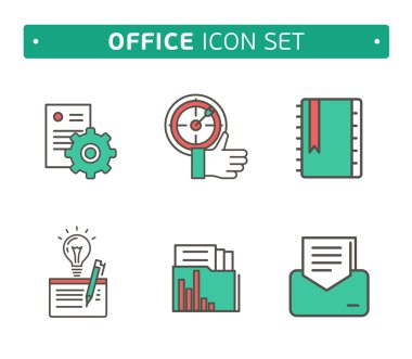 Pazarlama stratejisi simgeler. Basit karakter stili simgeler. iş ve strateji geliştirme, tasarım hatları