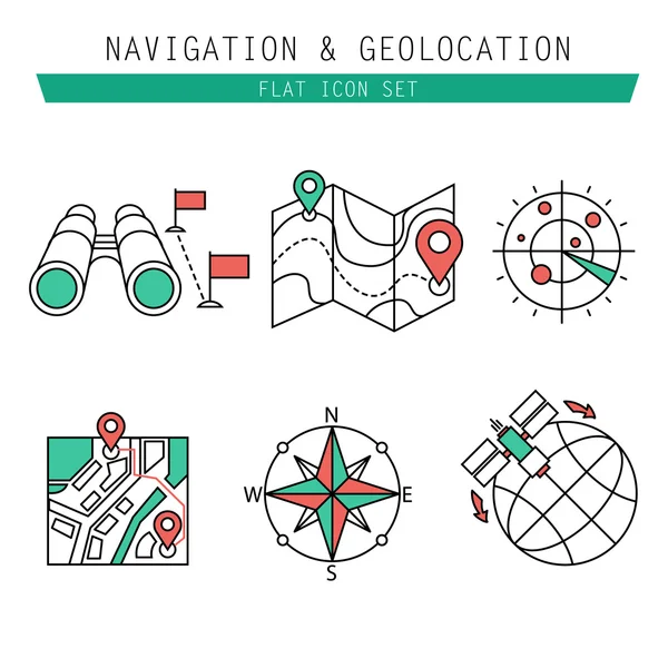 Verschiedene Navigationssymbole mit abgerundeten Ecken. Designelemente — Stockvektor
