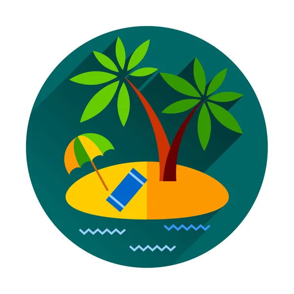 Sommerurlaub tropischen Ozean Insel mit Palme flachen Vektor Illustration — Stockvektor