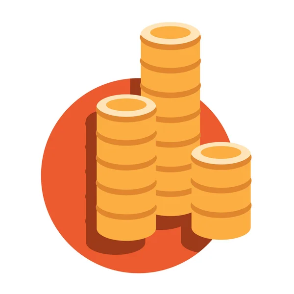 Concept de croissance financière vectorielle avec piles de pièces d'or — Image vectorielle