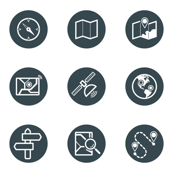 Kartographie und Topographie Icon Set. — Stockvektor