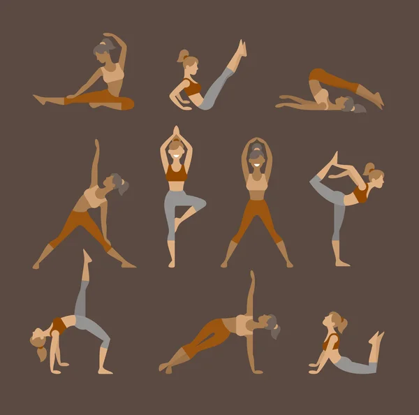 Yoga som ikoner — Stock vektor
