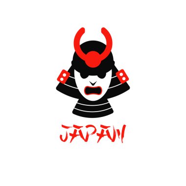 illüstrasyon izole samuray maskesinin beyaz arka plan üzerinde