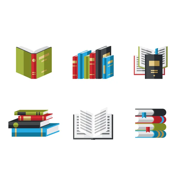 Set of book icons in flat design style. — Stock Vector