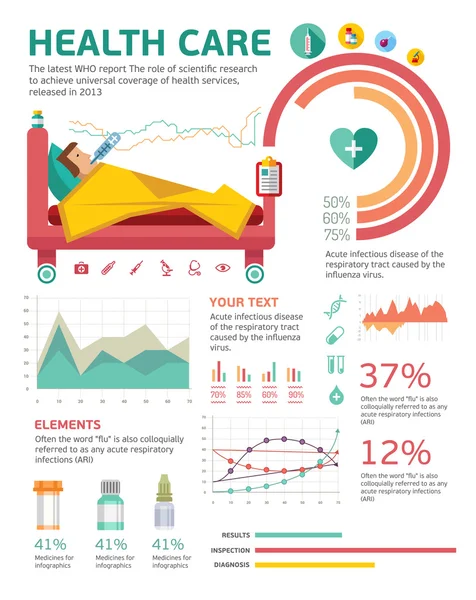 Medical, health healthcare icons and data elements, infographic — Stock Vector