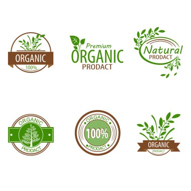 taze organik etiketleri ve öğeleri kümesi