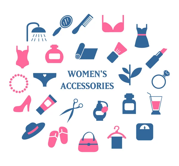 Woman accessories icons set vector — Stock Vector