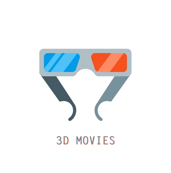 Lunettes de cinéma 3D modernes, design plat — Image vectorielle