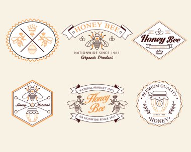 Bal ve arı rozetleri ve herhangi bir kullanım için Etiketler vektör.