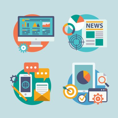 İnternet pazarlama için düz tasarım ayarla.