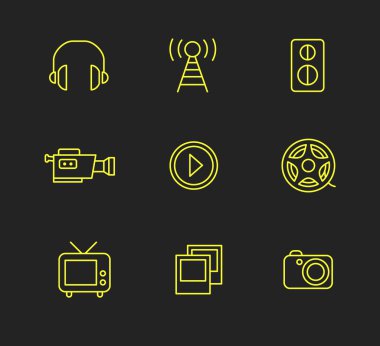 Ortam veya multimedya Icon set