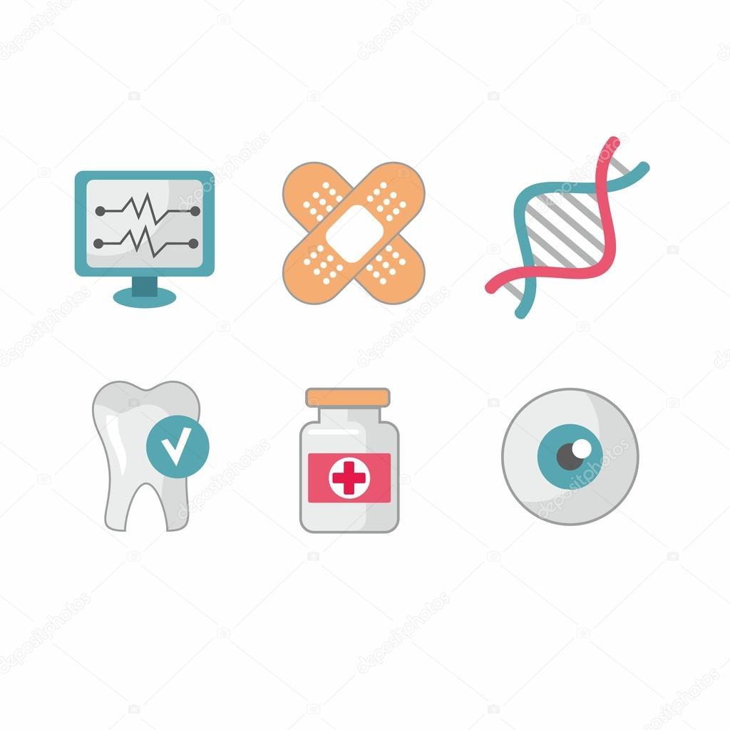set of flat science icons