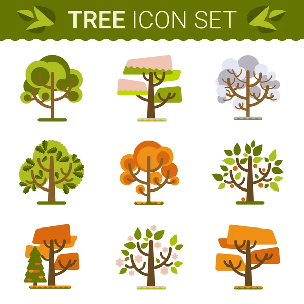 Verschiedene Bäume, Felsen, Gras. Sprites für das Spiel. Vektor flache Wälder Illustrationen — Stockvektor