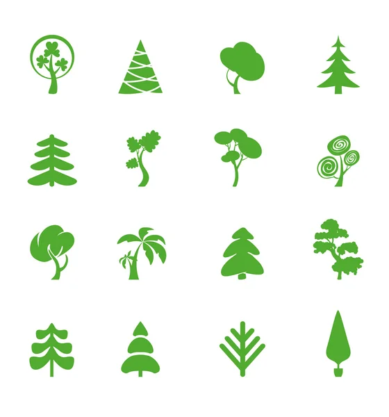 Grönt blad ikoner set. Natur ekologi bild. — Stock vektor