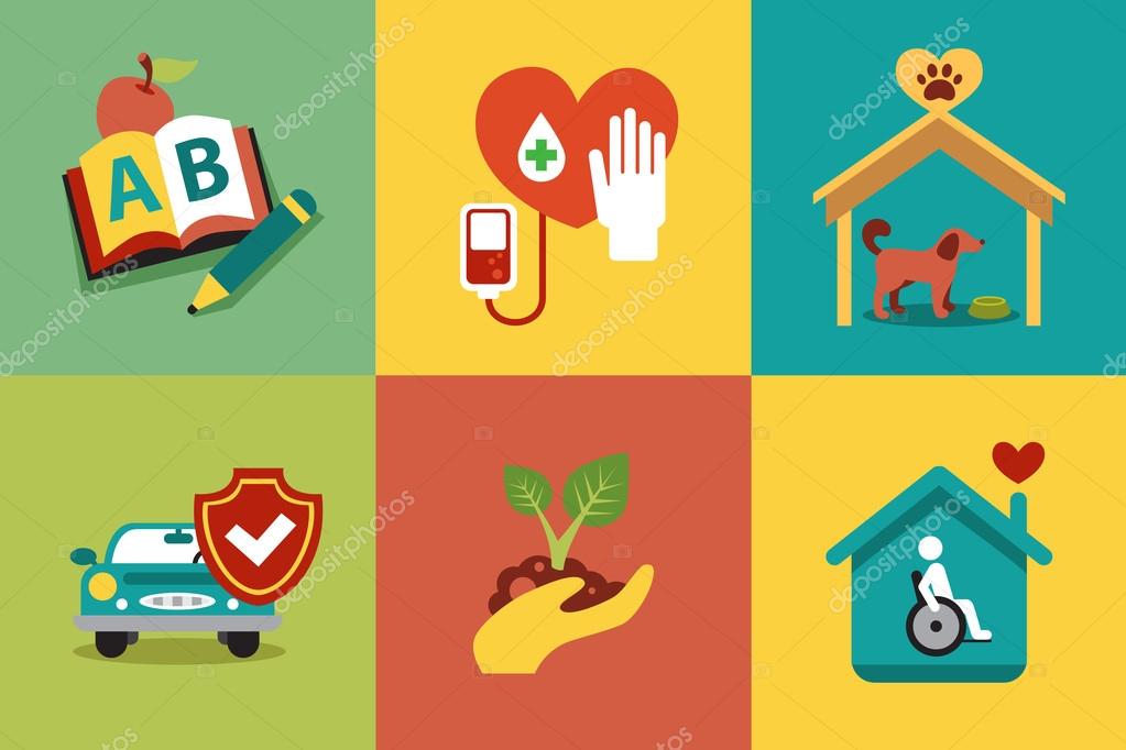 Collection of icons in a modern style flat on sotsilnye threads